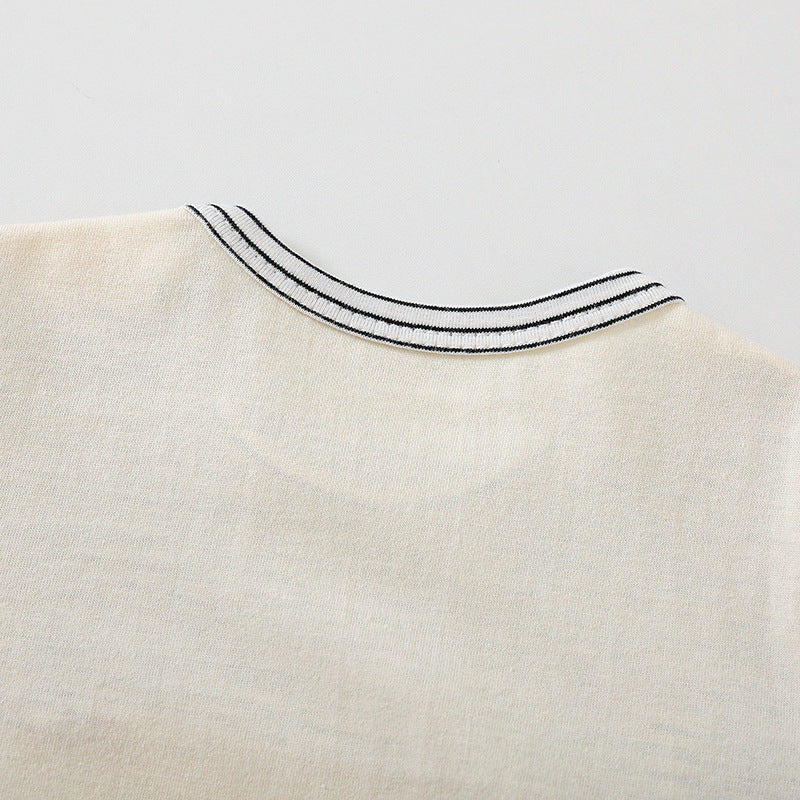 Bear Print Short Sleeve Baby Romper