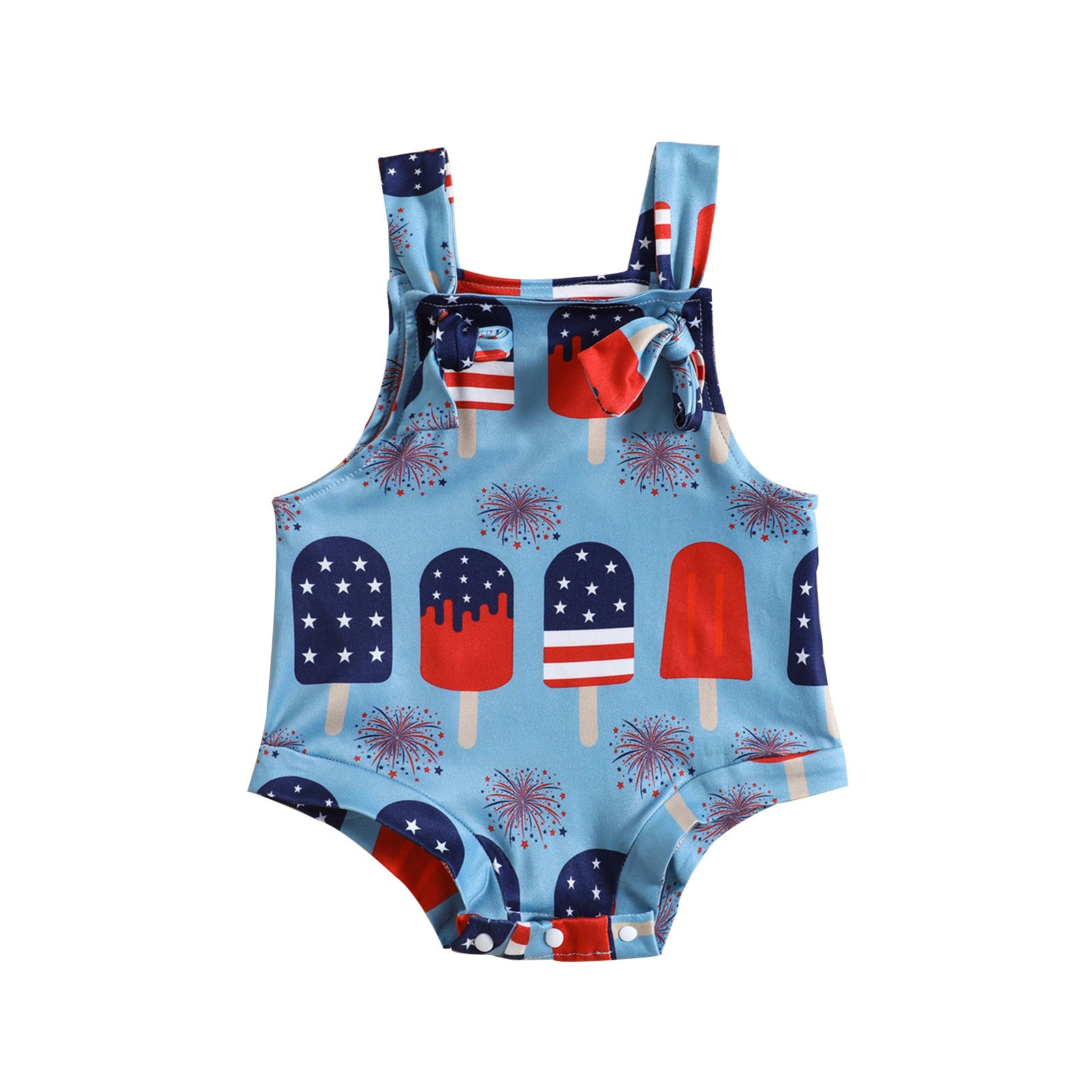 Baby Summer Suspender Romper – Cute Popsicle Print One‑Piece for Boys & Girls