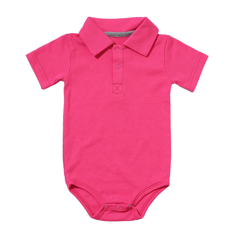 Cotton Collared Short Sleeve Baby Romper