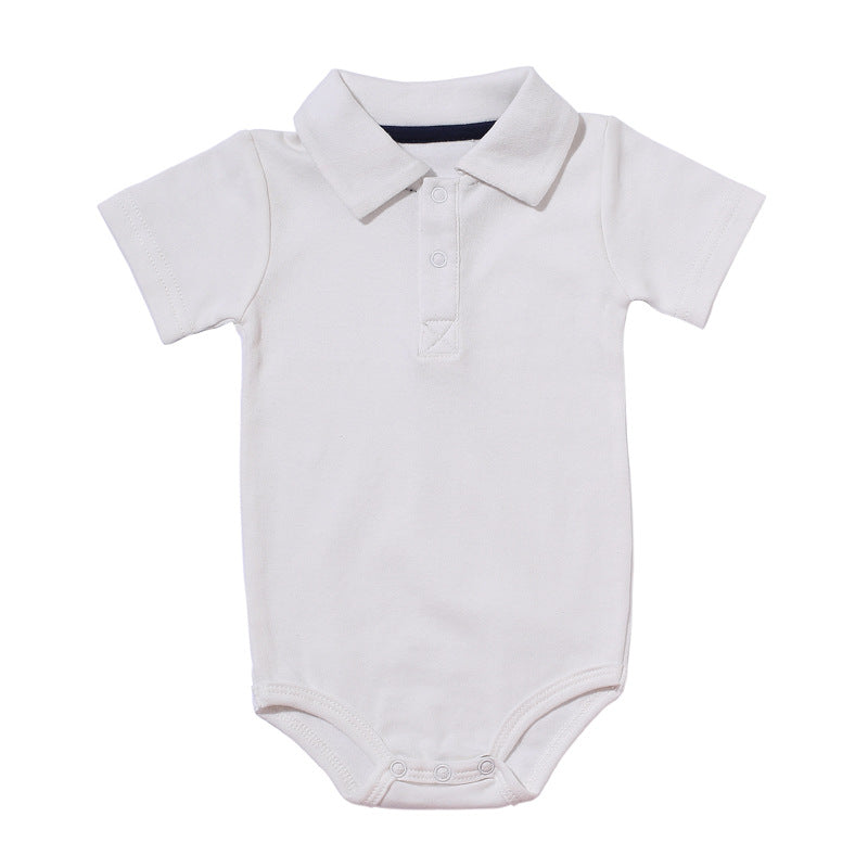 Cotton Collared Short Sleeve Baby Romper
