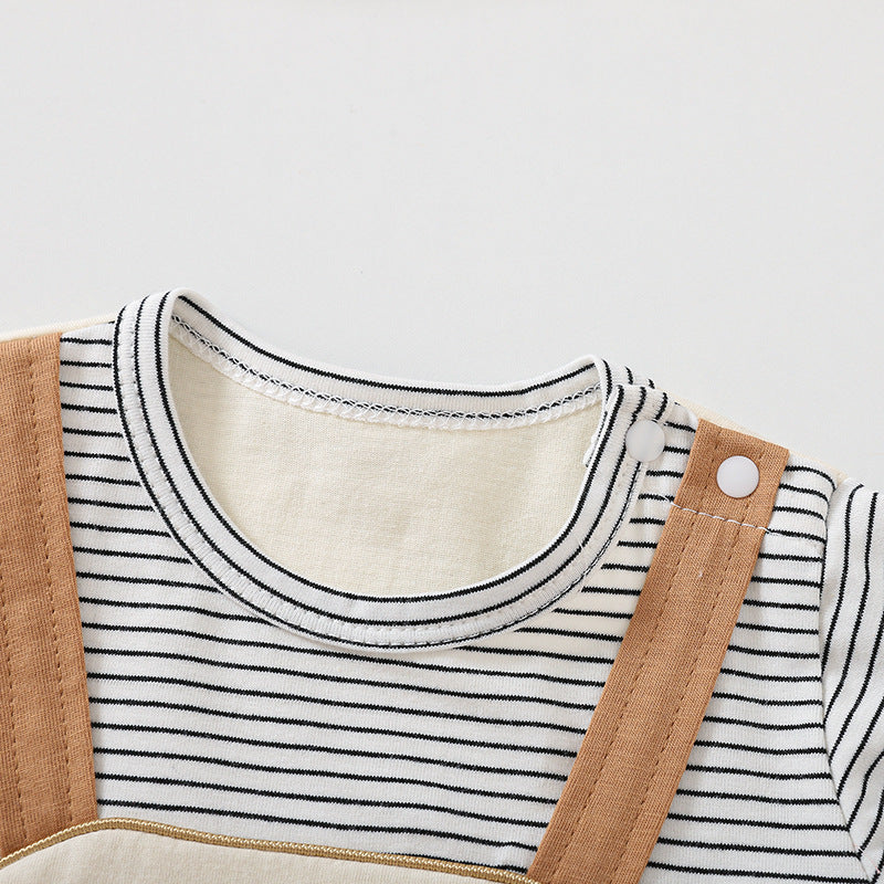 Bear Print Short Sleeve Baby Romper