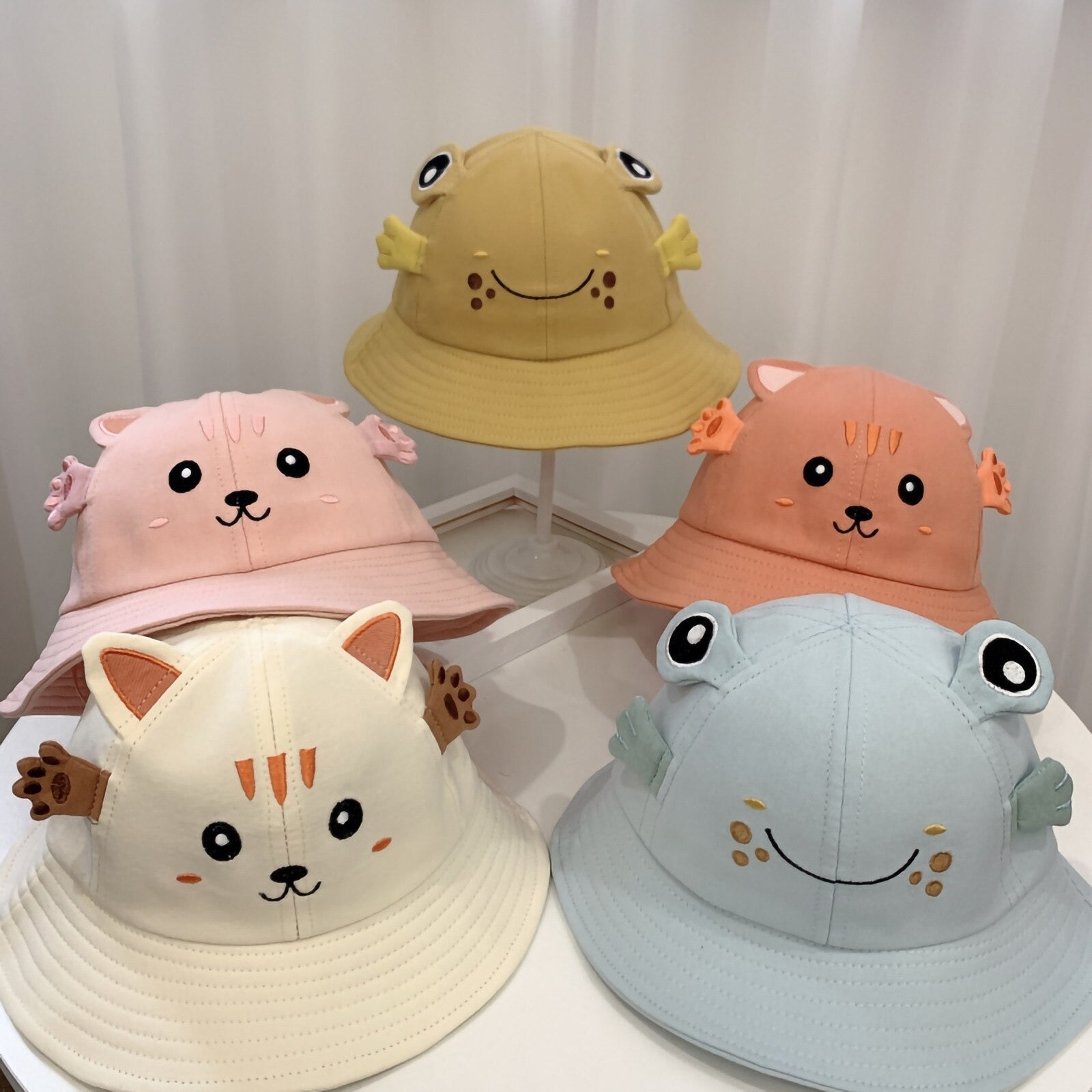 Animal Friends Baby Sun Hat – Cute Frog, Cat & Bear Designs