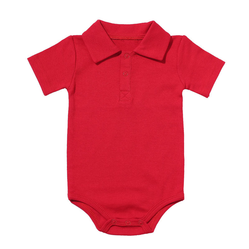 Cotton Collared Short Sleeve Baby Romper