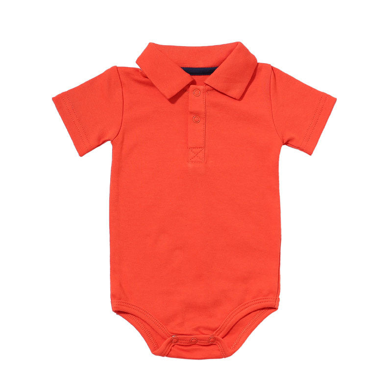 Cotton Collared Short Sleeve Baby Romper