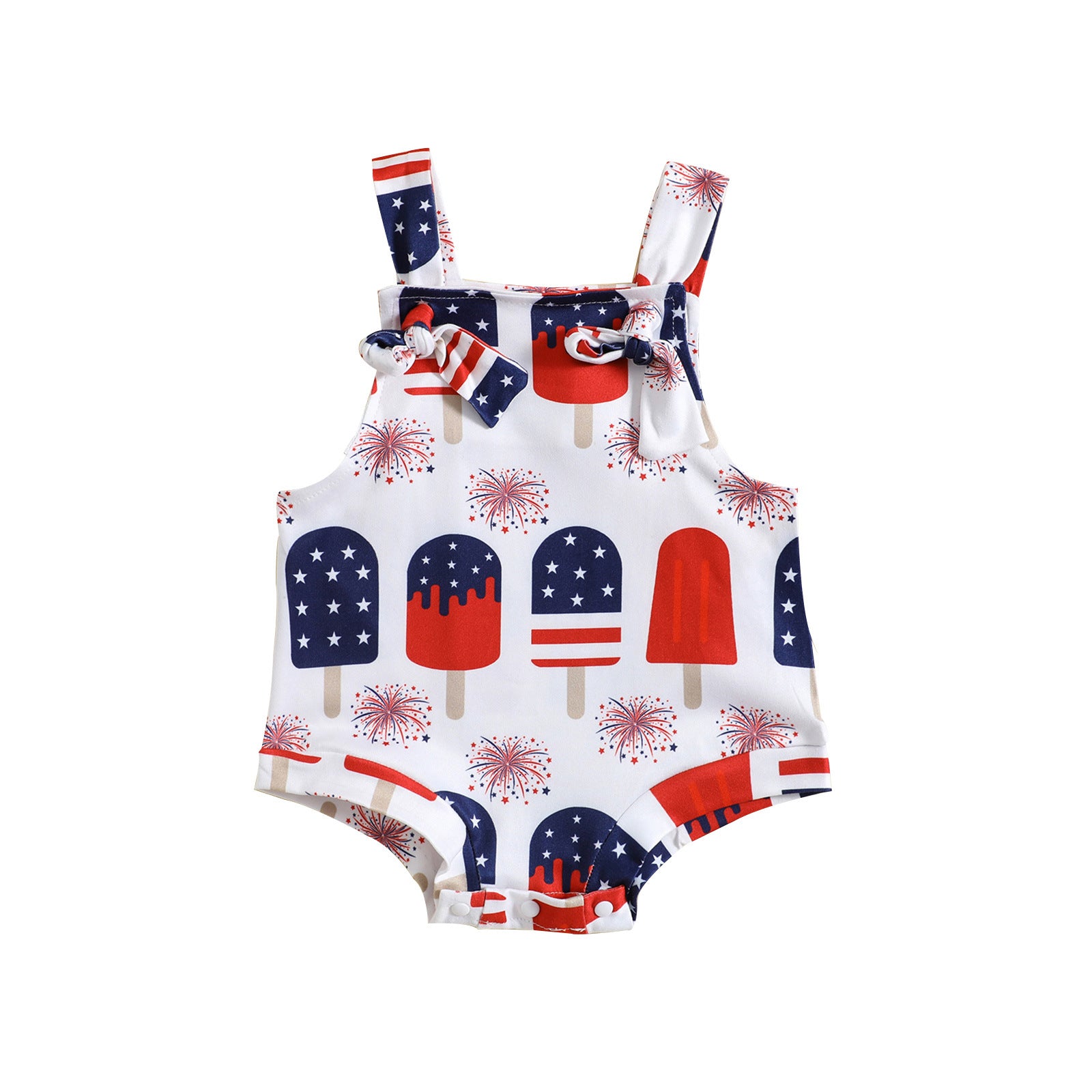 Baby Summer Suspender Romper – Cute Popsicle Print One‑Piece for Boys & Girls