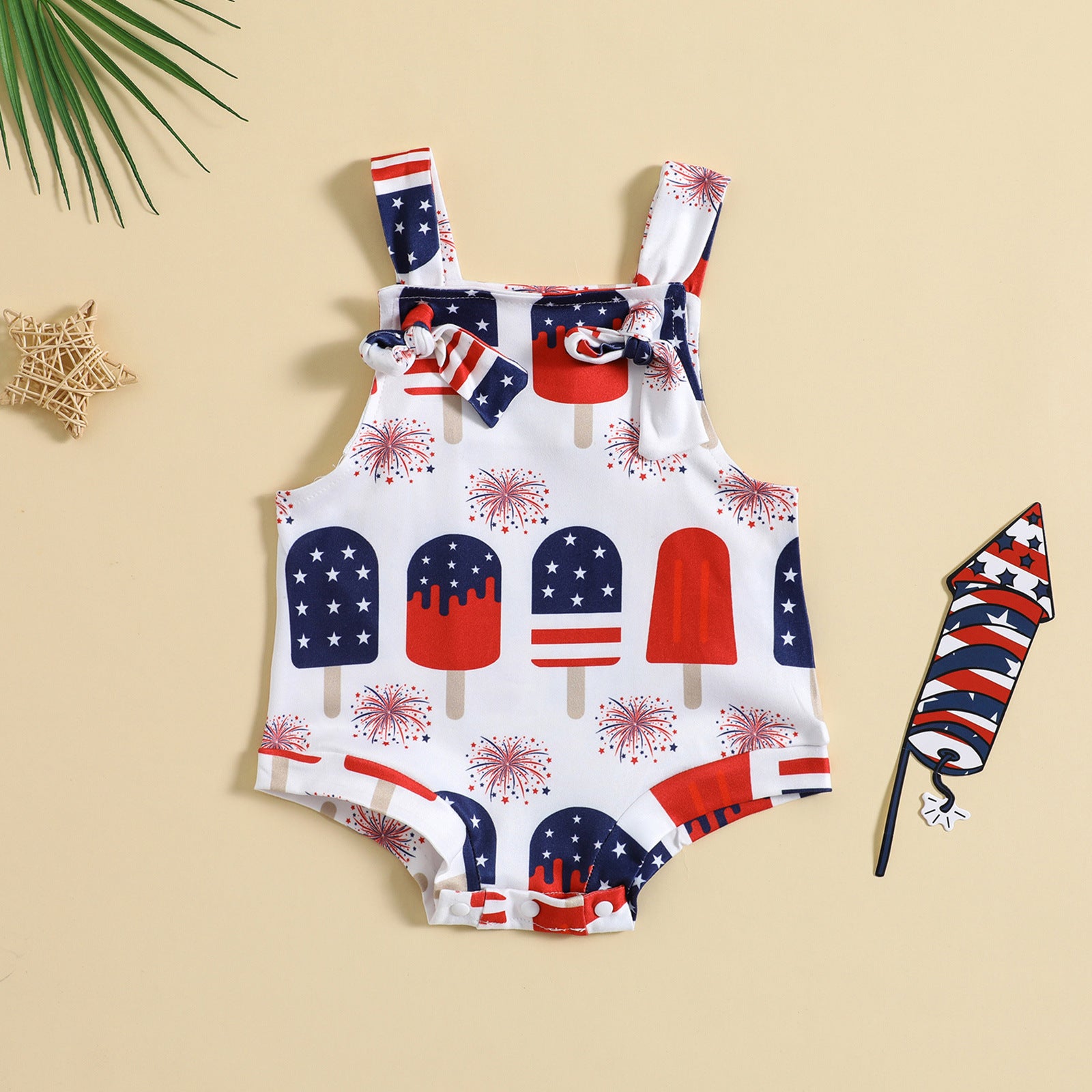 Baby Summer Suspender Romper – Cute Popsicle Print One‑Piece for Boys & Girls
