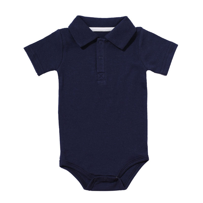 Cotton Collared Short Sleeve Baby Romper