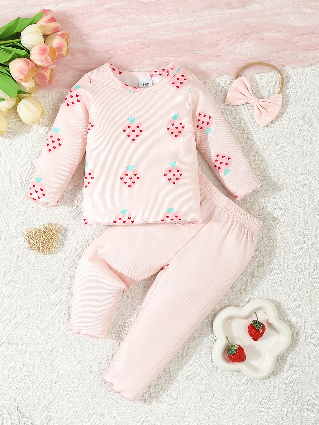 Strawberry 3-Piece Baby Outfit Set