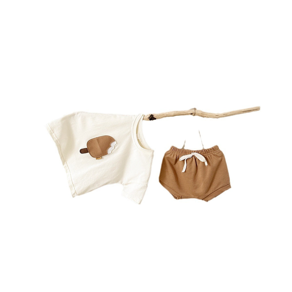 Premium Baby Lounge Set – Sage Tee with Artisan Ice Cream Appliqué
