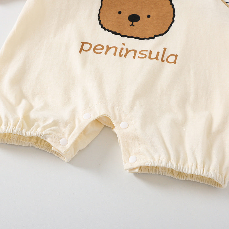 Bear Print Short Sleeve Baby Romper