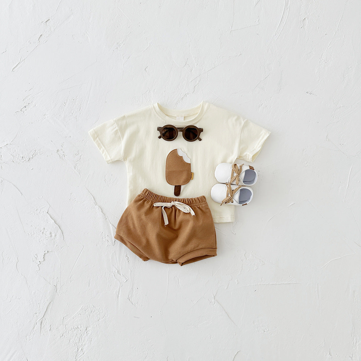 Premium Baby Lounge Set – Sage Tee with Artisan Ice Cream Appliqué