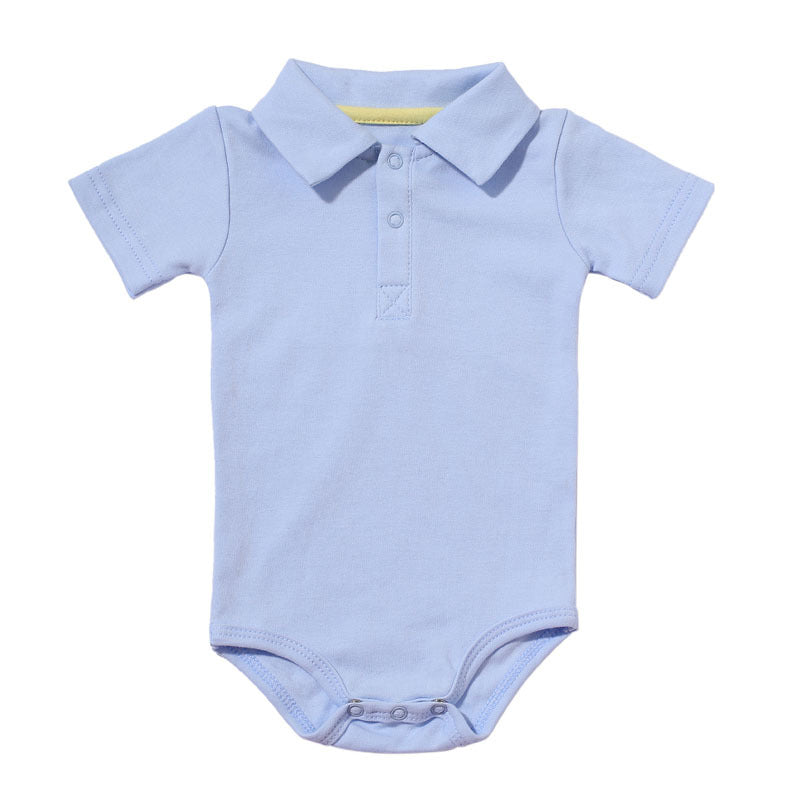 Cotton Collared Short Sleeve Baby Romper