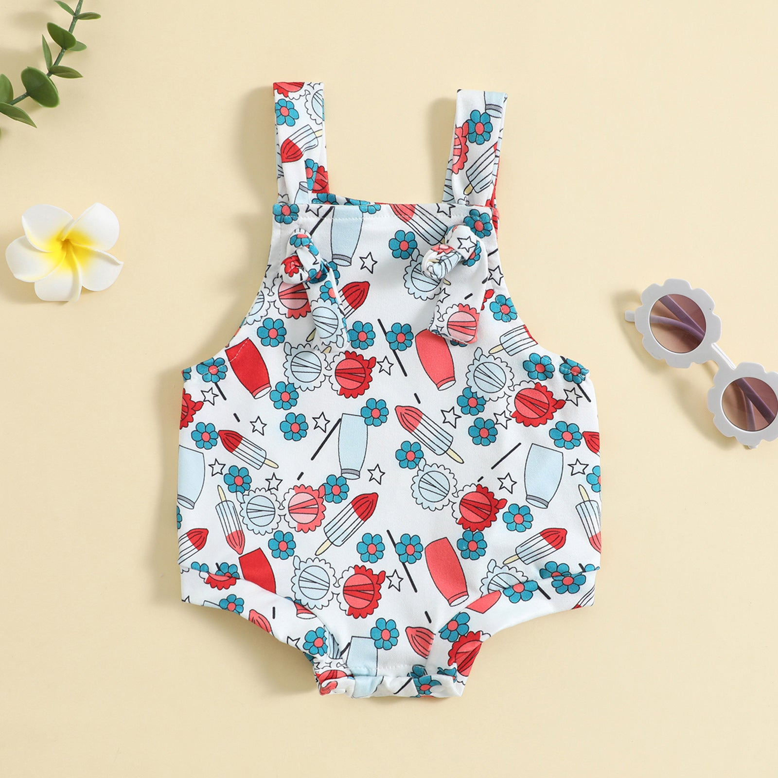 Baby Summer Suspender Romper – Cute Popsicle Print One‑Piece for Boys & Girls