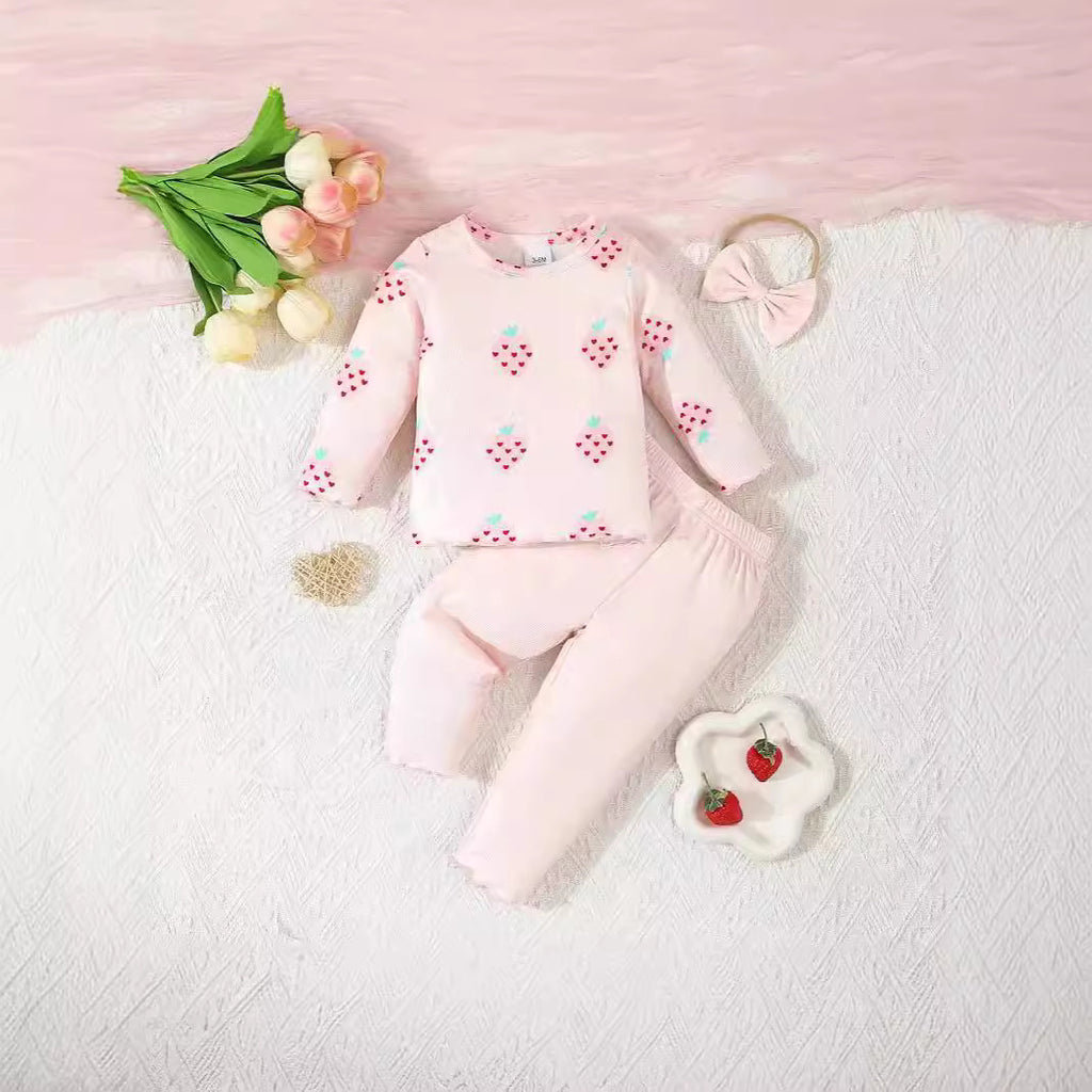 Strawberry 3-Piece Baby Outfit Set