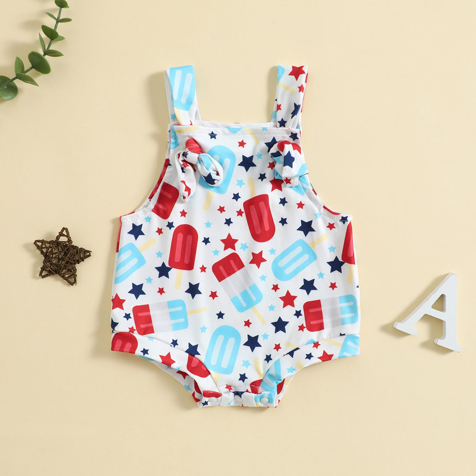 Baby Summer Suspender Romper – Cute Popsicle Print One‑Piece for Boys & Girls