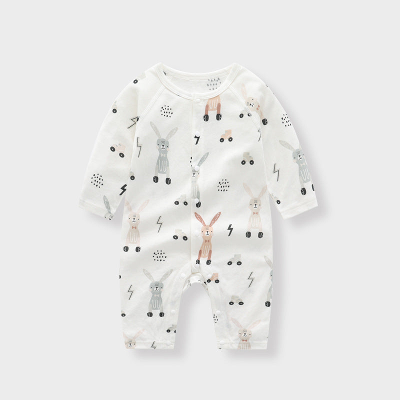 Bamboo Blend Long Sleeve Baby Romper – Floral & Animal Print