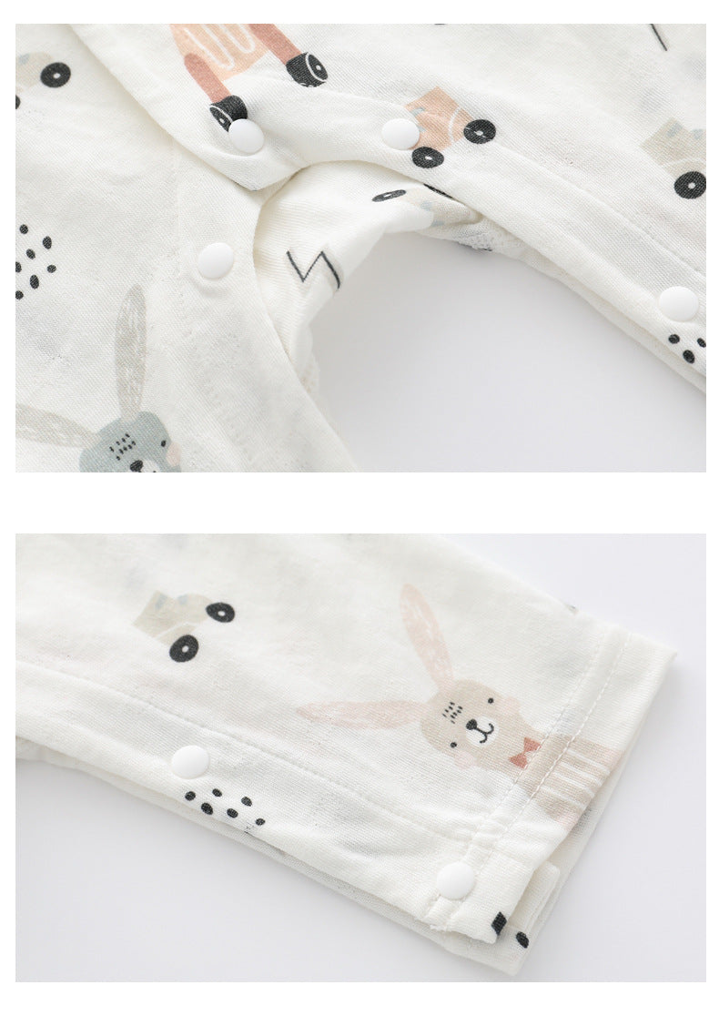 Bamboo Blend Long Sleeve Baby Romper – Floral & Animal Print