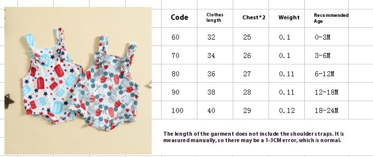 Baby Summer Suspender Romper – Cute Popsicle Print One‑Piece for Boys & Girls
