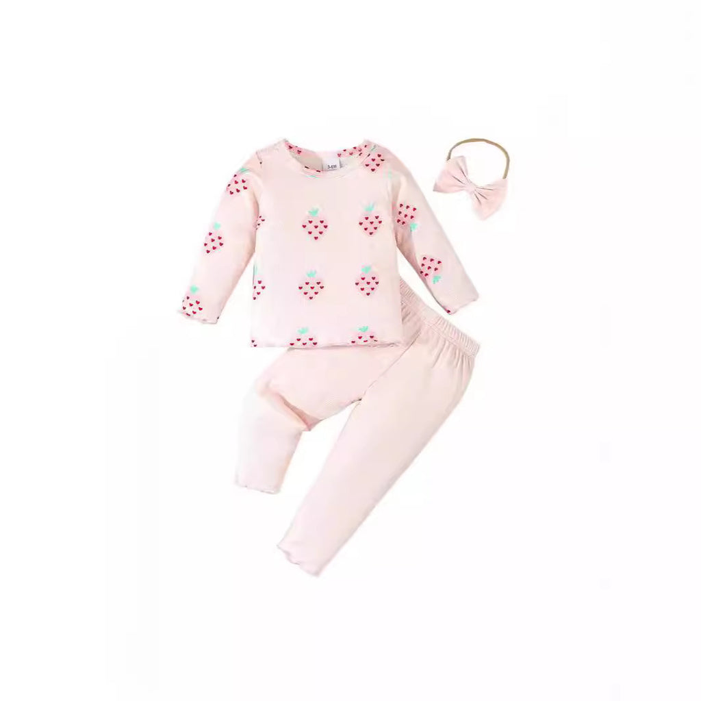Strawberry 3-Piece Baby Outfit Set
